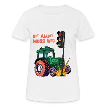Die Ampel muss weg! Traktor rammt Ampel - Frauen T-Shirt atmungsaktiv - Weiß - Vorne - AI Model Female 172 dark (172cm)