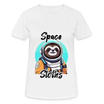 Space Sloths - Faultier Astronaut - Frauen T-Shirt atmungsaktiv - Weiß - Vorne - AI Model Female 172 dark (172cm)