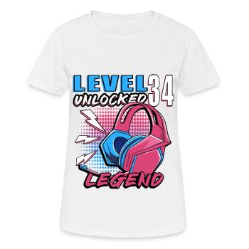 Level 34 Freigeschaltet - Frauen T-Shirt atmungsaktiv - Weiß - Vorne - AI Model Female 172 dark (172cm)
