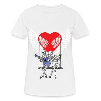 Romantik Valentinstag Liebe Skelett Valentin Herz - Frauen T-Shirt atmungsaktiv - Weiß - Vorne - AI Model Female 172 dark (172cm)