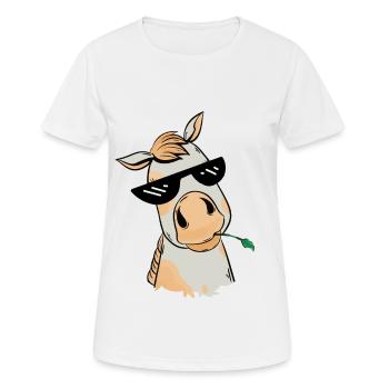 Pferd Pferde chillen Sonnenbrille Meme Gaul - Frauen T-Shirt atmungsaktiv - Weiß - Vorne - AI Model Female 172 dark (172cm)