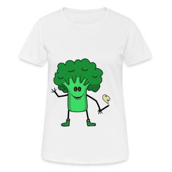 Brokkoli Gemüse Jugendliche Rauchen Joint Canabis - Frauen T-Shirt atmungsaktiv - Weiß - Vorne - AI Model Female 172 dark (172cm)