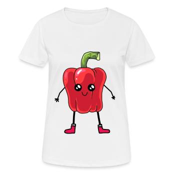 Paprika Schote Gemüse Speise Vegetarisch - Frauen T-Shirt atmungsaktiv - Weiß - Vorne - AI Model Female 172 dark (172cm)