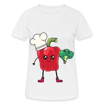 Poivrons, Légumes, Cuisinier, Chef Amateur, Brocoli - T-shirt respirant Femme - blanc - Devant - AI Model Female 172 dark (172cm)