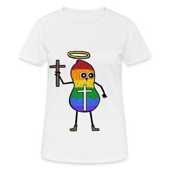LGBT cacahuète amour église religion droits de l'homme - T-shirt respirant Femme - blanc - Devant - AI Model Female 172 dark (172cm)