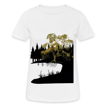 Nature Arbre Lac Forêt Amoureux de la nature Flore Sombre - T-shirt respirant Femme - blanc - Devant - AI Model Female 172 dark (172cm)