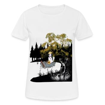 sensuel, fille, cerf, bateau, nature, lac, solitude - T-shirt respirant Femme - blanc - Devant - AI Model Female 172 dark (172cm)