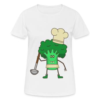 Cuisson du brocoli Soupe aux légumes Cuisson à la louche - T-shirt respirant Femme - blanc - Devant - AI Model Female 172 dark (172cm)