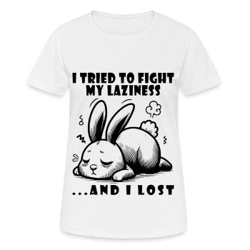Fauler Hase faul müde entspannt - Frauen T-Shirt atmungsaktiv - Weiß - Vorne - AI Model Female 172 dark (172cm)
