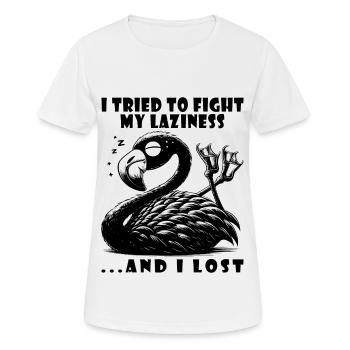 Paresseux fatigué endormi flamant rose cadeau - T-shirt respirant Femme - blanc - Devant - AI Model Female 172 dark (172cm)