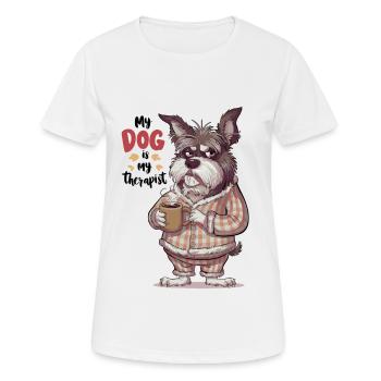 Mein Hund ist mein Therapeut Tierliebhaber - Frauen T-Shirt atmungsaktiv - Weiß - Vorne - AI Model Female 172 dark (172cm)