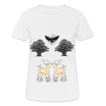 Nacht Himmel Natur Adler Wildnis Wildtiere Rehbock - Frauen T-Shirt atmungsaktiv - Weiß - Vorne - AI Model Female 172 dark (172cm)