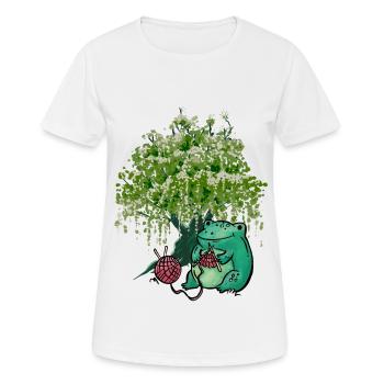 Grenouille tricot à l’aiguille tricot tricot travaux d’aiguille - T-shirt respirant Femme - blanc - Devant - AI Model Female 172 dark (172cm)