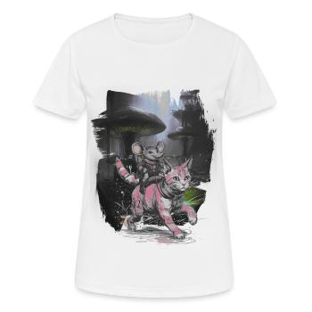 Abenteuer Reise Katze Ratte Ausflug Reisender - Frauen T-Shirt atmungsaktiv - Weiß - Vorne - AI Model Female 172 dark (172cm)