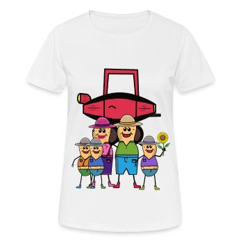 Erdnuss Familie Kinder Auto Autofahrer Ausflug - Frauen T-Shirt atmungsaktiv - Weiß - Vorne - AI Model Female 172 dark (172cm)