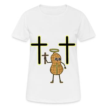 Erdnuss Heiligenschein Kreuze Kreuz Kruzifix - Frauen T-Shirt atmungsaktiv - Weiß - Vorne - AI Model Female 172 dark (172cm)