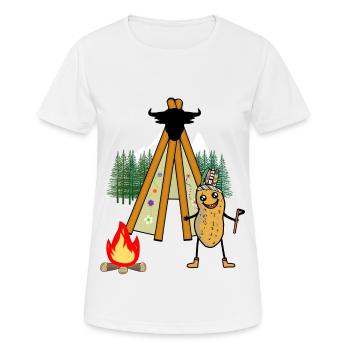 Tipi cacahuète Wild West feu de camp guerrier noix - T-shirt respirant Femme - blanc - Devant - AI Model Female 172 dark (172cm)