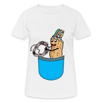Erdnuss Hippie Tasche Erdnüsse witzig - Frauen T-Shirt atmungsaktiv - Weiß - Vorne - AI Model Female 172 dark (172cm)