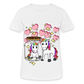Einhorn Einhörner Fabelwesen Valentin Herz - Frauen T-Shirt atmungsaktiv - Weiß - Vorne - AI Model Female 172 dark (172cm)