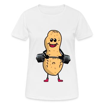 Erdnuss Hanteln Gewicht Bodybuilding - Frauen T-Shirt atmungsaktiv - Weiß - Vorne - AI Model Female 172 dark (172cm)