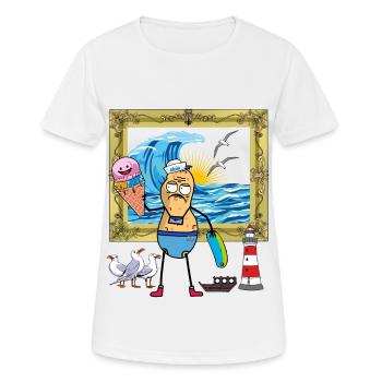 Erdnuss witzig Urlaubsreif Pleite Zuhause Ferien - Frauen T-Shirt atmungsaktiv - Weiß - Vorne - AI Model Female 172 dark (172cm)