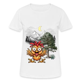 Crazy Chicken Poulets Poule Wild West Nature - T-shirt respirant Femme - blanc - Devant - AI Model Female 172 dark (172cm)
