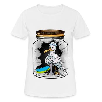 Flaschenpost Möwen Matrosen Matrose Grüße - Frauen T-Shirt atmungsaktiv - Weiß - Vorne - AI Model Female 172 dark (172cm)