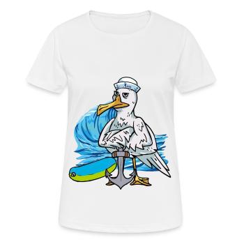 Möwen Seemann Möwe Seemänner Matrose Ahoi - Frauen T-Shirt atmungsaktiv - Weiß - Vorne - AI Model Female 172 dark (172cm)
