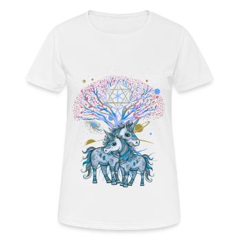 Einhörner Einhorn Schamane Natur Wald indianisch - Frauen T-Shirt atmungsaktiv - Weiß - Vorne - AI Model Female 172 dark (172cm)