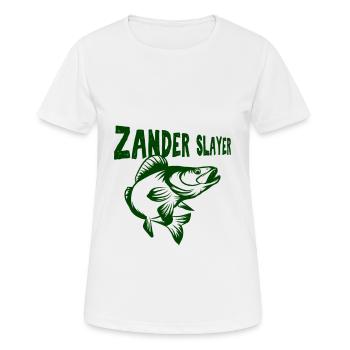 Dictons de pêche au sandre - T-shirt respirant Femme - blanc - Devant - AI Model Female 172 dark (172cm)