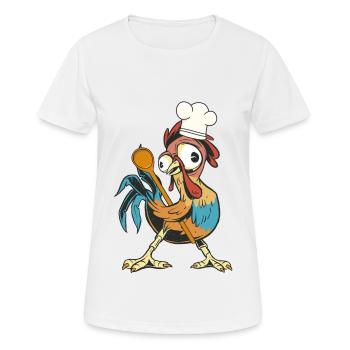 Chicken Rooster Cook Cooks Cook Culinary Arts Hobby Cook - Women's Breathable T-Shirt - white - Front - AI Model Female 172 dark (172cm)