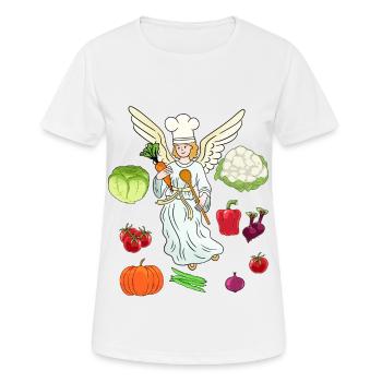 heavenly cook cook cooks culinary art vegetables angel - Women's Breathable T-Shirt - white - Front - AI Model Female 172 dark (172cm)
