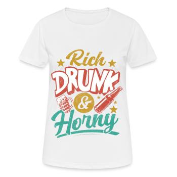 Riche, ivre et excité - T-shirt respirant Femme - blanc - Devant - AI Model Female 172 dark (172cm)