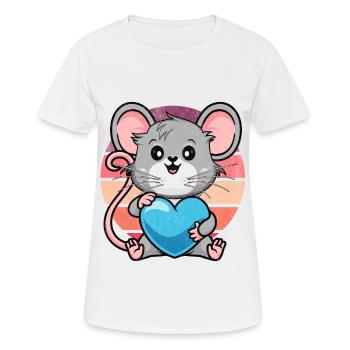 Ratte mit blauem Herz - Frauen T-Shirt atmungsaktiv - Weiß - Vorne - AI Model Female 172 dark (172cm)