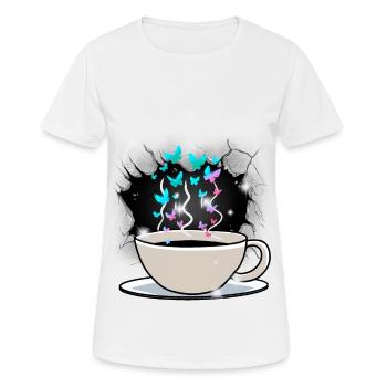 Kaffee Kaffeetasse Koffein - Frauen T-Shirt atmungsaktiv - Weiß - Vorne - AI Model Female 172 dark (172cm)