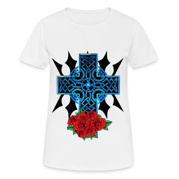 Halloween Croix Croix Crucifix Roses Mort Au-delà - T-shirt respirant Femme - blanc - Devant - AI Model Female 172 dark (172cm)