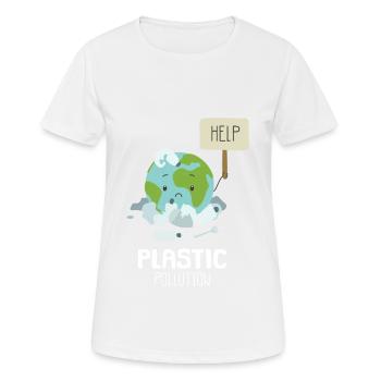Hilfe Stop Plastikverschmutzung Umweltbewusstsein - Frauen T-Shirt atmungsaktiv - Weiß - Vorne - AI Model Female 172 dark (172cm)