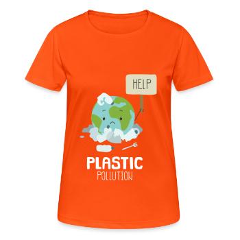 Help Stop Plastic Pollution Environmental Awareness - Women's Breathable T-Shirt - neon orange - Front - AI Model Female 172 dark (172cm)