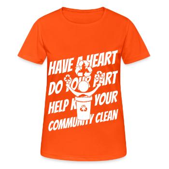 Littering, pollution, environmental awareness - Women's Breathable T-Shirt - neon orange - Front - AI Model Female 172 dark (172cm)