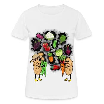 Erdnuss Erdnüsse Gemüse Garten Küche Vegatarisch - Frauen T-Shirt atmungsaktiv - Weiß - Vorne - AI Model Female 172 dark (172cm)