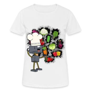 Robot Chef Cooks Cook Kitchen Culinary Arts - Women's Breathable T-Shirt - white - Front - AI Model Female 172 dark (172cm)