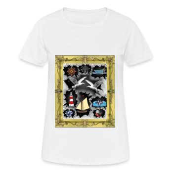 Maritim Seemann Seefahrer Ahoi - Frauen T-Shirt atmungsaktiv - Weiß - Vorne - AI Model Female 172 dark (172cm)