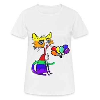 LGBT Cat Birthday Birthday Greetings Gay Pride - Women's Breathable T-Shirt - white - Front - AI Model Female 172 dark (172cm)