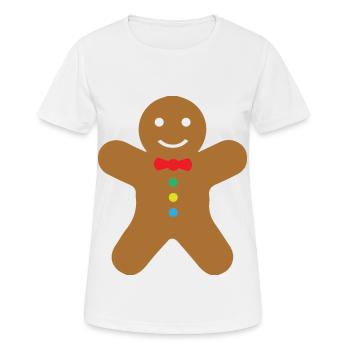 Lustiger Weihnachtlicher Lebkuchenmann - Frauen T-Shirt atmungsaktiv - Weiß - Vorne - AI Model Female 172 dark (172cm)