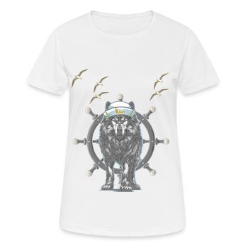 maritim Steuermann Steuerrad Hund Wolf mystisch - Frauen T-Shirt atmungsaktiv - Weiß - Vorne - AI Model Female 172 dark (172cm)