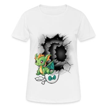 Baby Dino Dragon Dragon Coquille d’oeuf Hatch - T-shirt respirant Femme - blanc - Devant - AI Model Female 172 dark (172cm)