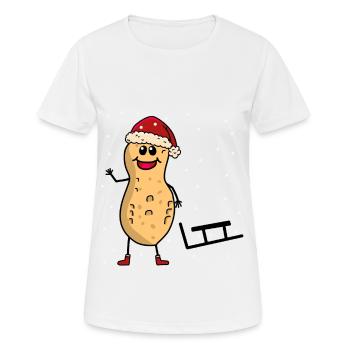 Noël cacahuète traîneau neige chute de neige Père Noël - T-shirt respirant Femme - blanc - Devant - AI Model Female 172 dark (172cm)