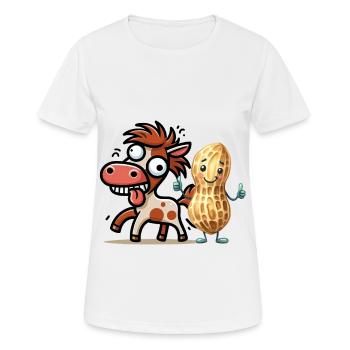 crazy funny horse peanut horses nut - Women's Breathable T-Shirt - white - Front - AI Model Female 172 dark (172cm)