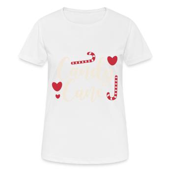 Christmas candy cane with hearts - Women's Breathable T-Shirt - white - Front - AI Model Female 172 dark (172cm)