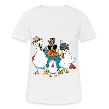 Lustige Hühner Wilder Westen Huhn Western witzig - Frauen T-Shirt atmungsaktiv - Weiß - Vorne - AI Model Female 172 dark (172cm)